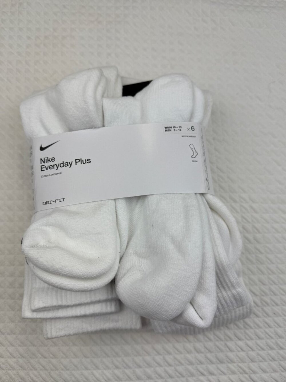Nike Everyday Plus Dri-FIT Adult Unisex Cushioned 6 Pack Crew Socks Mens L (8-12